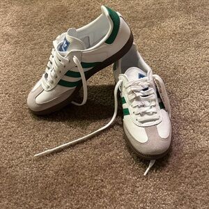 Adidas White and Green Sambas OG
